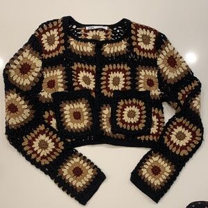 Zara Granny Square Crochet Knit Top